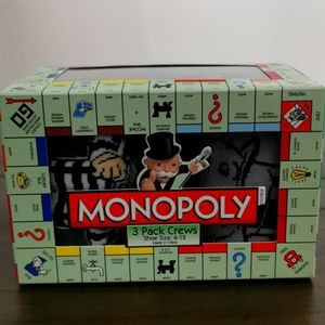 MONOPOLY 3 PACK CREWS SOCKS